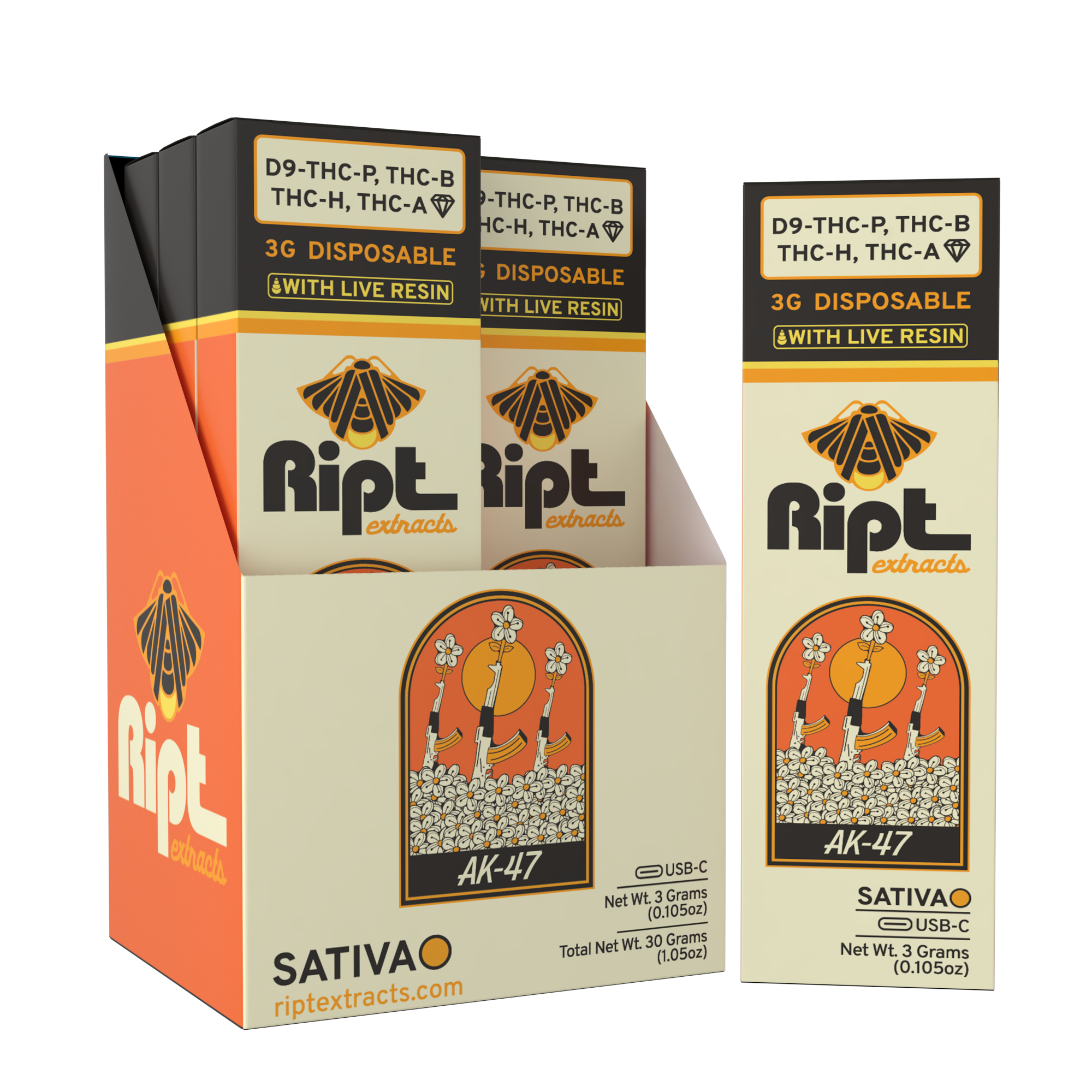 THCA Blend with THCP-THCH-THCB AK47 Vape Disposable - 3gram - single unit - Sativa